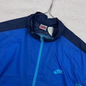 Vintage 90s Nike Blue Turquoise Full Zip Windbreaker Jacket‎ Track Jacket